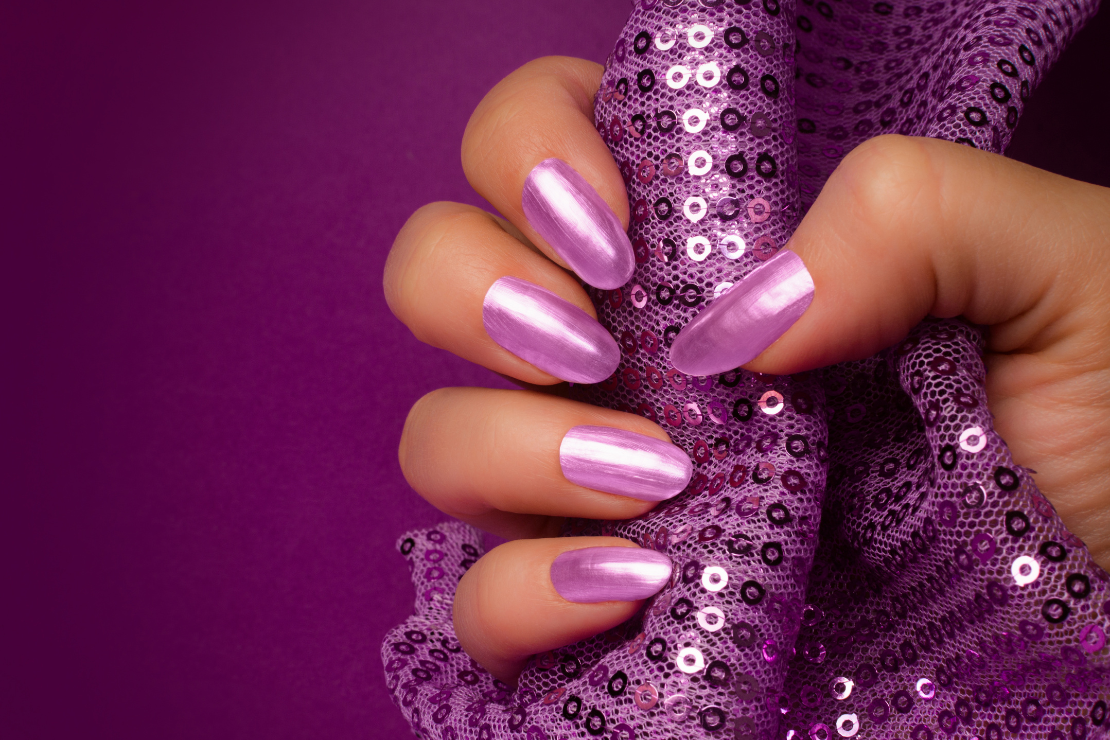 shiny purple nails manicure